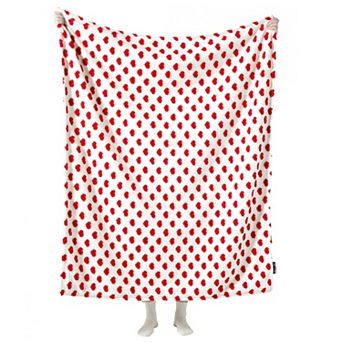 Allisandro Strawberry Jacquard Wool & Faux Fur Throw Blanket