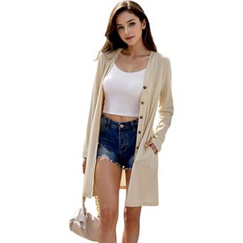 Women's Solid Button Down Flowy Cardigan