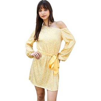 Women's Off Shoulder Sequin Glitter Party Club Dress