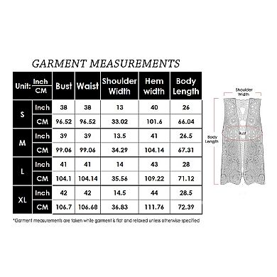 Women's Floral Crochet Cardigan Lace Trim Sleeveless Open Front Vest