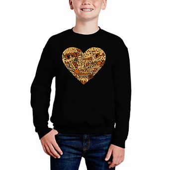 Thanksgiving Heart - Boy's Word Art Crewneck Sweatshirt