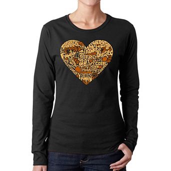 Thanksgiving Heart - Women's Word Art Long Sleeve T-shirt