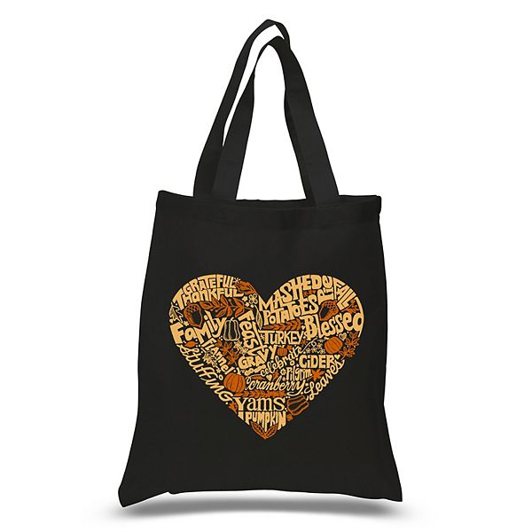Thanksgiving Heart Small Word Art Tote Bag