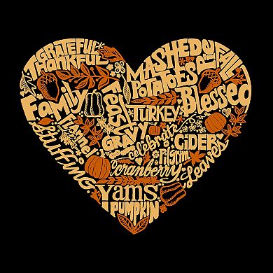 Thanksgiving Heart - Girl's Word Art Long Sleeve T-shirt