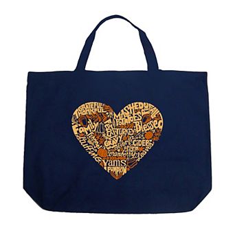 Thanksgiving Heart - Large Word Art Tote Bag