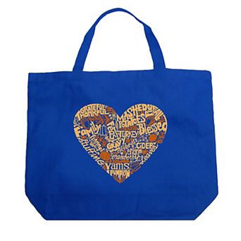 Thanksgiving Heart - Large Word Art Tote Bag