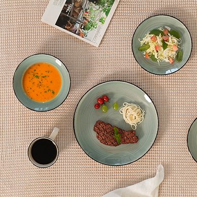 16 Pc Spin Wash Dinnerware Dish Set For 4 Person Mugs, Salad And Dinner Plates And Bowls Sets