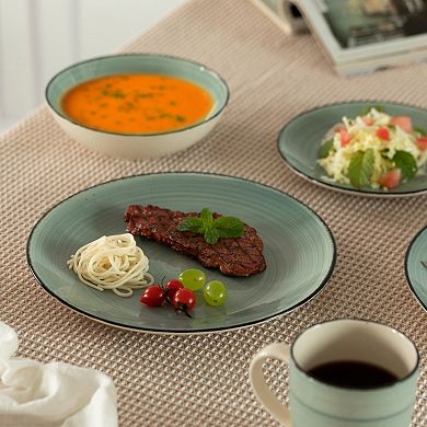 16 Pc Spin Wash Dinnerware Dish Set For 4 Person Mugs, Salad And Dinner Plates And Bowls Sets