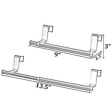 Chrome Over The Door Extendable Towel Holder Rack For The Kitchen, Vanity, And Bathroom