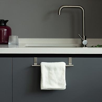 Chrome Over The Door Extendable Towel Holder Rack For The Kitchen, Vanity, And Bathroom