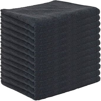 Arkwright Microfiber Bleach Safe Black Salon Towels, Silvadur Treated, 12 Pack