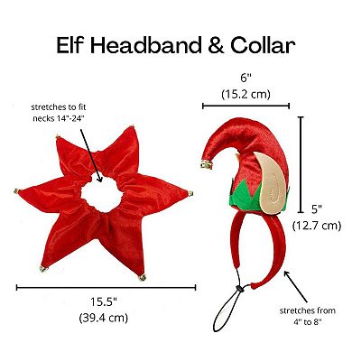Midlee Elf Dog Hat With Bell Neck Band Dog Costume