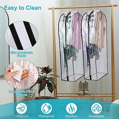 5-Pack 40" Garment Bags Dustproof, Waterproof, Clear Clothes Storage Covers