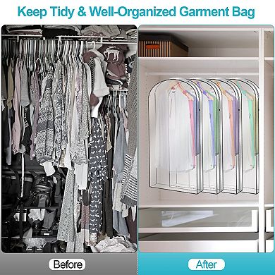 5-Pack 40" Garment Bags Dustproof, Waterproof, Clear Clothes Storage Covers