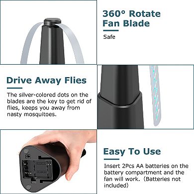4-Pack Fly Repellent Fans, Battery-Powered Table & Hanging Bug Deterrent