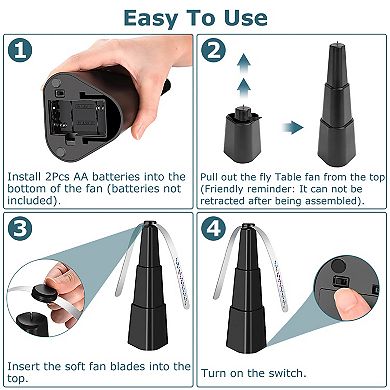 4-Pack Fly Repellent Fans, Battery-Powered Table & Hanging Bug Deterrent