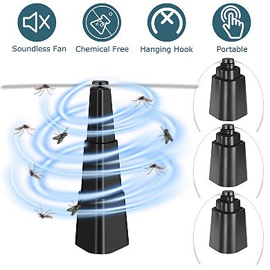 4-Pack Fly Repellent Fans, Battery-Powered Table & Hanging Bug Deterrent