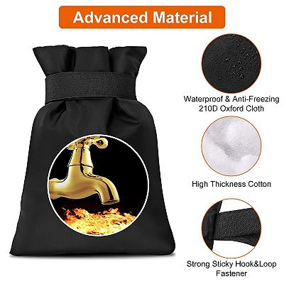 Winter Outdoor Faucet Covers Freeze Protection - Reusable Waterproof Insulated Spigot Cover Socks For Pipe Insulation Backflow Preventer Black