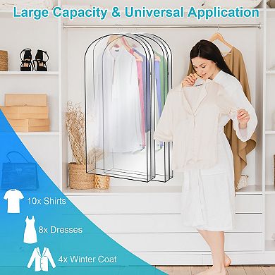 5-Pack 60" Garment Bags for Hanging Clothes Dustproof, Waterproof, Clear