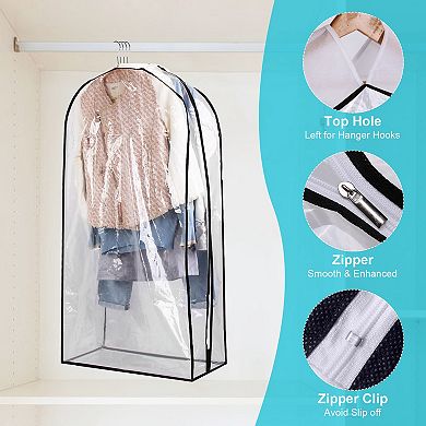 5-Pack 60" Garment Bags for Hanging Clothes Dustproof, Waterproof, Clear