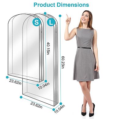 5-Pack 60" Garment Bags for Hanging Clothes Dustproof, Waterproof, Clear