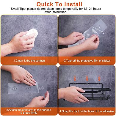 5-Pack Wall-Mounted Shower Caddy with 18 Hooks, Rustproof Storage Shelves for Bathroom & Kitchen