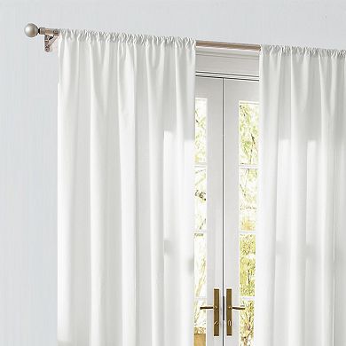 Cannon Solid Cotton Percale Window Curtain Pair
