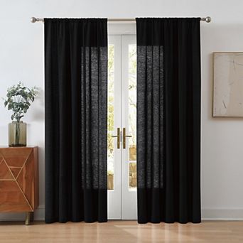 Cannon Solid Cotton Percale Window Curtain Pair