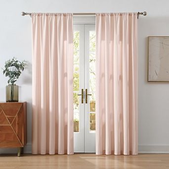Cannon Solid Cotton Percale Window Curtain Pair
