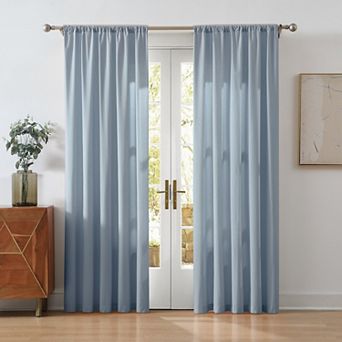 Cannon Solid Cotton Percale Window Curtain Pair