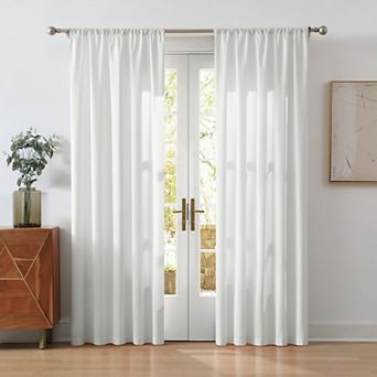 Cannon Solid Cotton Percale Window Curtain Pair