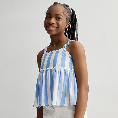 Girls 7-16 Self Esteem Back Cut Out Sleeveless Babydoll Top