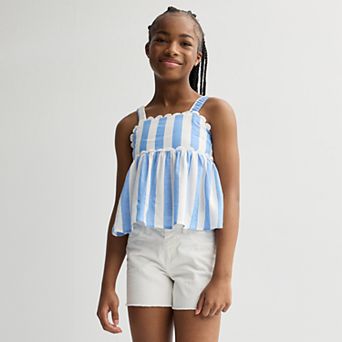 Girls 7-16 Self Esteem Back Cut Out Sleeveless Babydoll Top