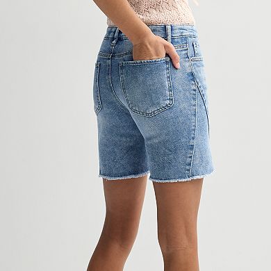 Girls 7-16 Vanilla Star Inset Denim Shorts