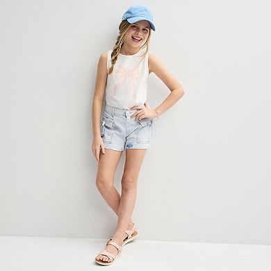 Girls 7-14 Vanilla Star Bow Cargo Shorts