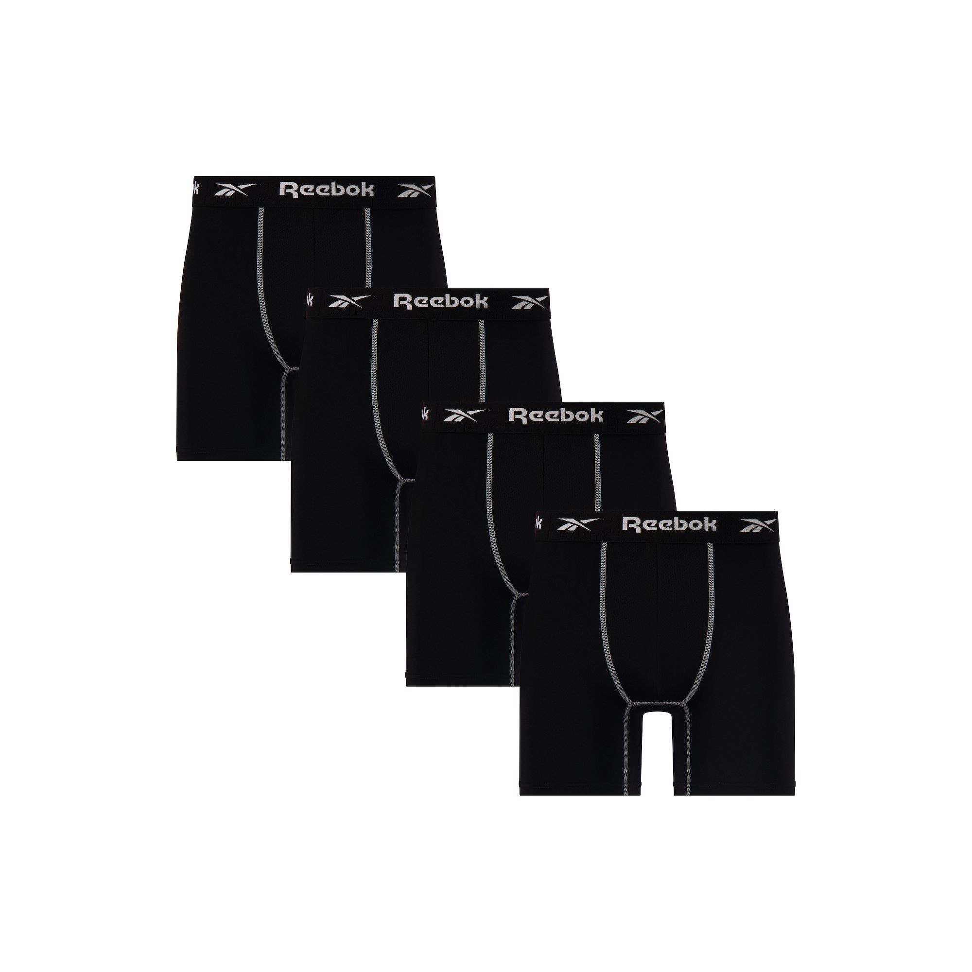 Mens Reebok 4-Pack Performance Boxer Brief Set, Size: Large, Black