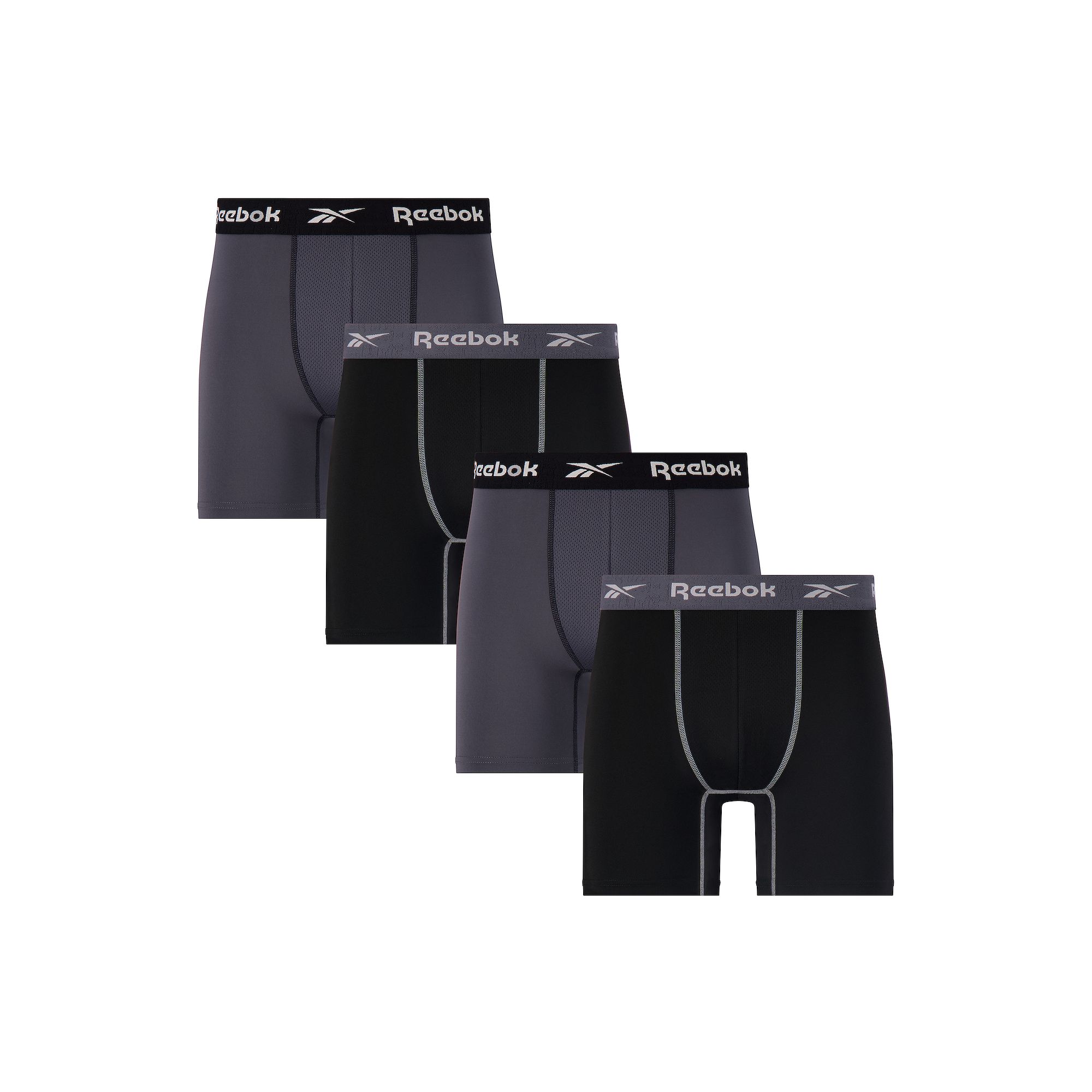 Mens Reebok 4-Pack Performance Boxer Brief Set, Size: XL, Blackened Pearl 