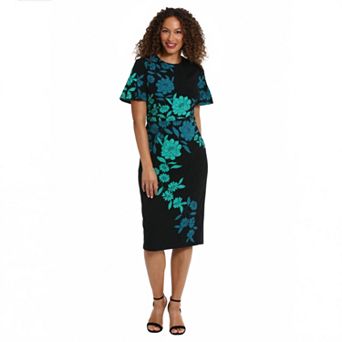 Women's London Times Pleated Flutter Sleeve Sheath Dress