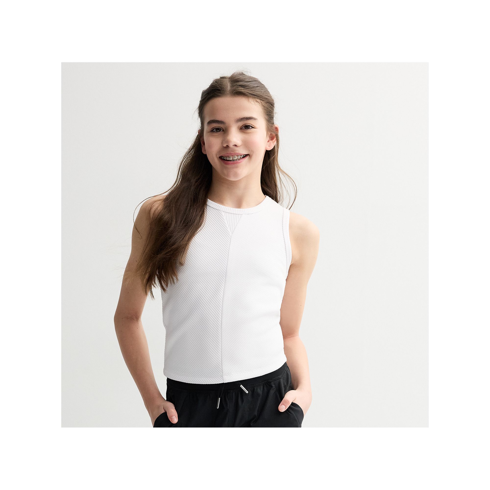 Girls 7-20 Layer 8 Ribbed Tank Top, Girls, Size: Small, White