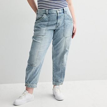 Juniors' Plus Size SO® Mid-Rise Button Hem Jogger Jeans