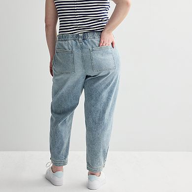 Juniors' Plus Size SO® Mid-Rise Button Hem Jogger Jeans