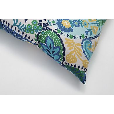 Pillow Perfect Paisley Indoor / Outdoor 18.5 in. x 19 in. Tufted Wicker Chair Pad with Ties 2-piece Set