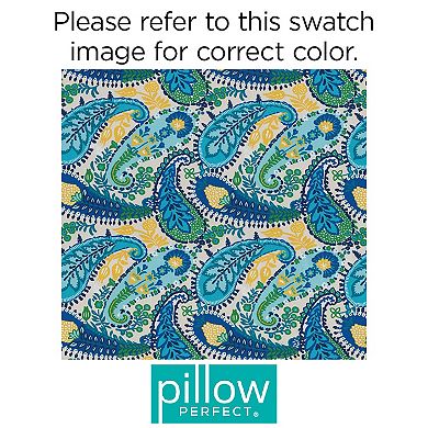 Pillow Perfect Paisley Indoor / Outdoor 18.5 in. x 19 in. Tufted Wicker Chair Pad with Ties 2-piece Set