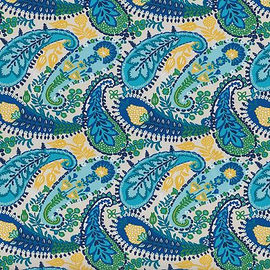 Pillow Perfect Paisley Indoor / Outdoor 18.5 in. x 19 in. Tufted Wicker Chair Pad with Ties 2-piece Set