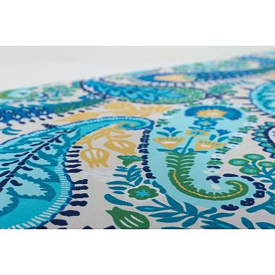 Pillow Perfect Paisley Indoor / Outdoor 18.5 in. x 19 in. Tufted Wicker Chair Pad with Ties 2-piece Set