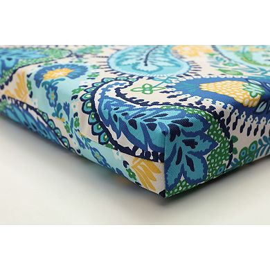 Pillow Perfect Paisley Indoor / Outdoor 18 in. x 45 in. Bench Cushion with Ties