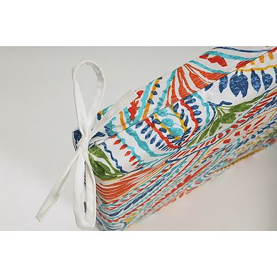 Pillow Perfect Paisley Indoor / Outdoor 18 in. x 45 in. Bench Cushion with Ties