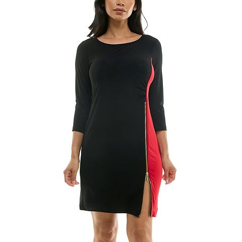 Женские платья Nina Leonard Women's Nina Leonard Colorblock Faux-Wrap Mini Dress