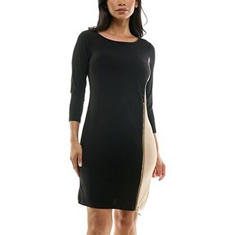 Women's Nina Leonard Colorblock Faux-Wrap Mini Dress