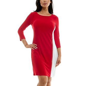 Women's Nina Leonard Colorblock Faux-Wrap Mini Dress